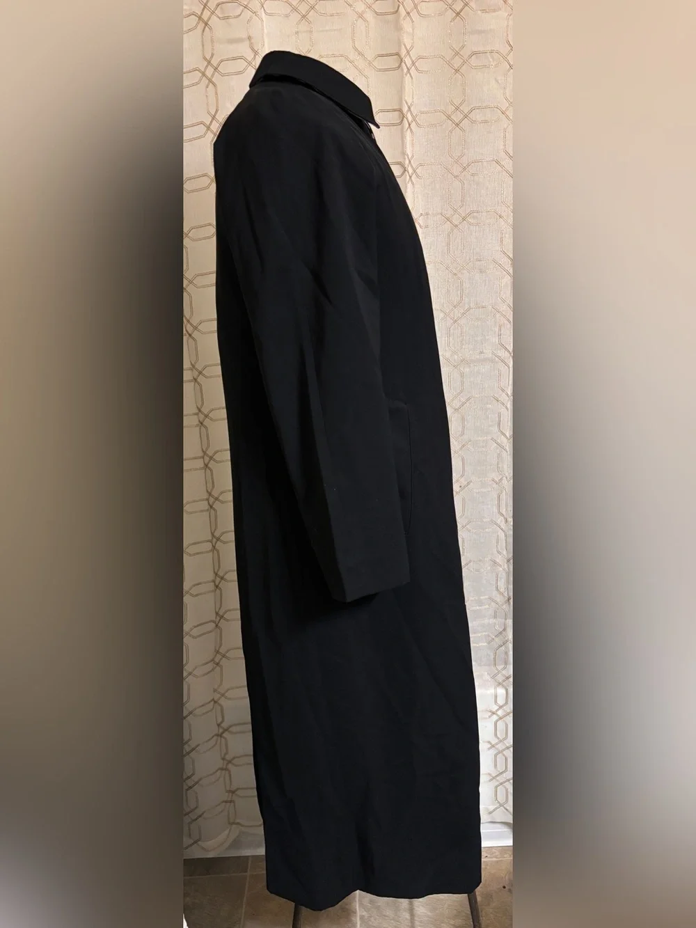Burberry London Black Trench Coat Nova Check Removable Wool Liner Size 10R Long - Picture 3 of 16
